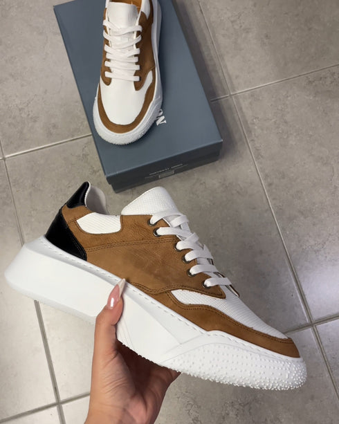 Prestige Leather Sneakers Brown/White